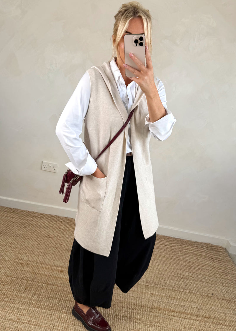 Sara Hooded waistcoat knit - cream-The Style Attic