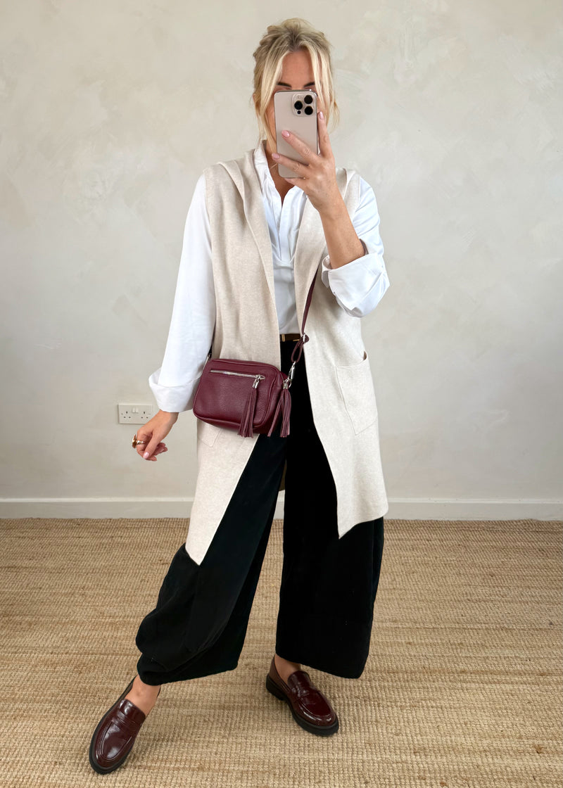 Sara Hooded waistcoat knit - cream-The Style Attic