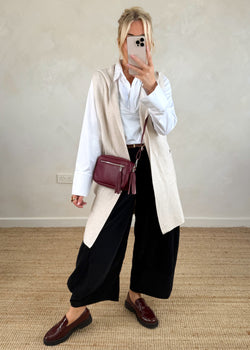 Sara Hooded waistcoat knit - cream-The Style Attic