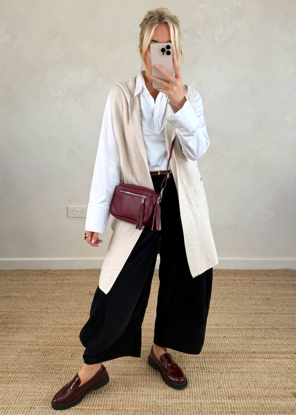 Sara Hooded waistcoat knit - cream-The Style Attic