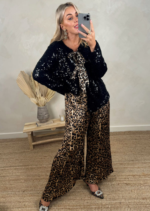 Satin palazzo - leopard-The Style Attic