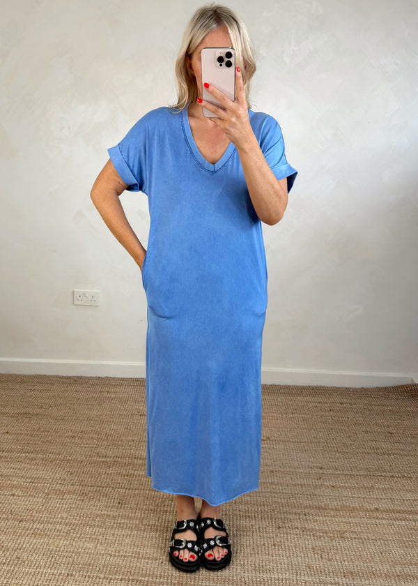 Scarlet tee dress - cerulean-The Style Attic