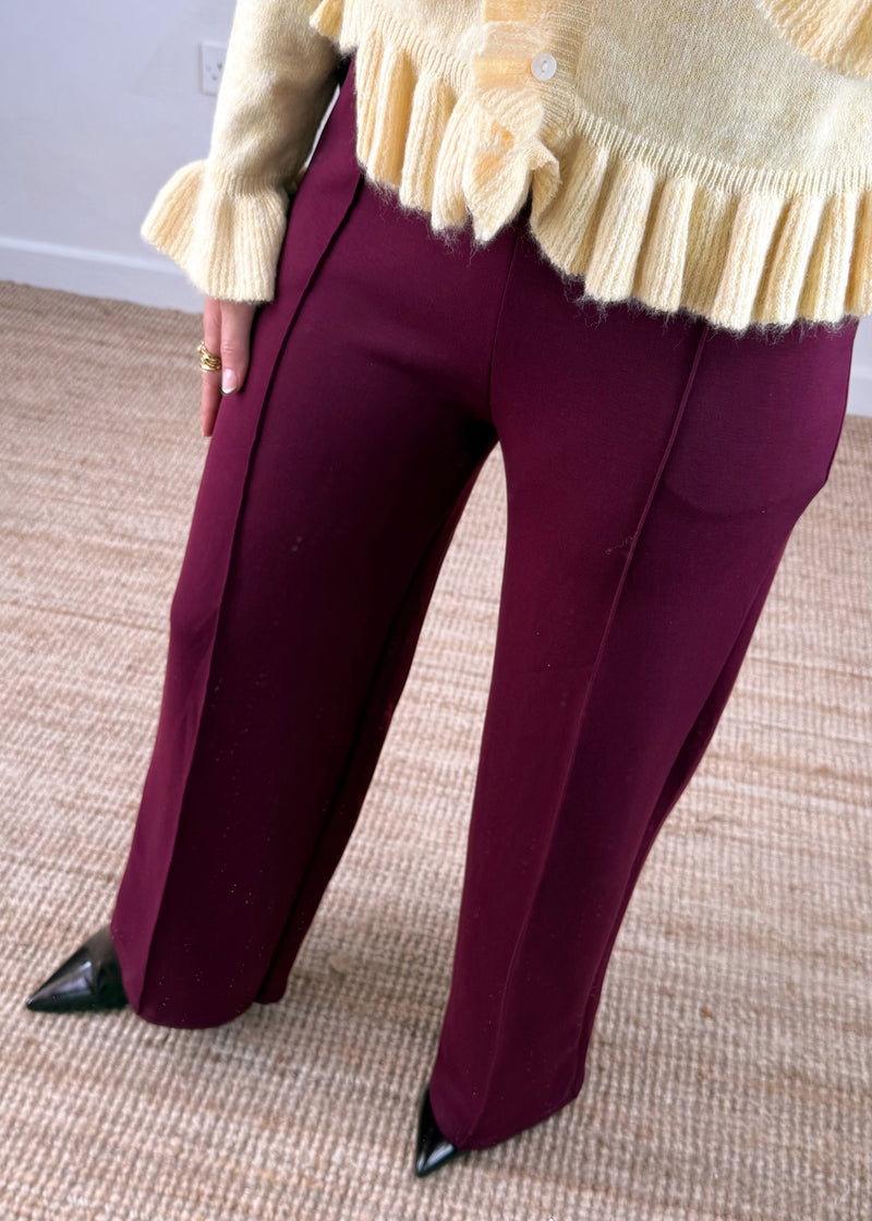 Seam front trouser - Merlot-The Style Attic