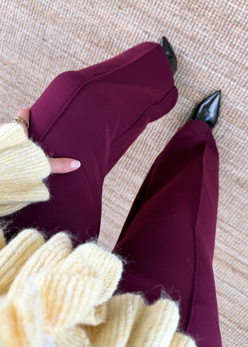 Seam front trouser - Merlot-The Style Attic