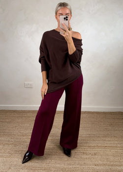 Seam front trouser - Merlot-The Style Attic
