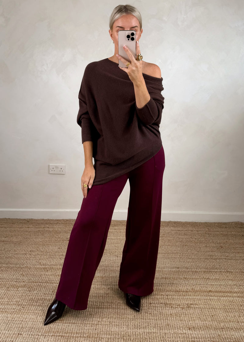 Seam front trouser - Merlot-The Style Attic