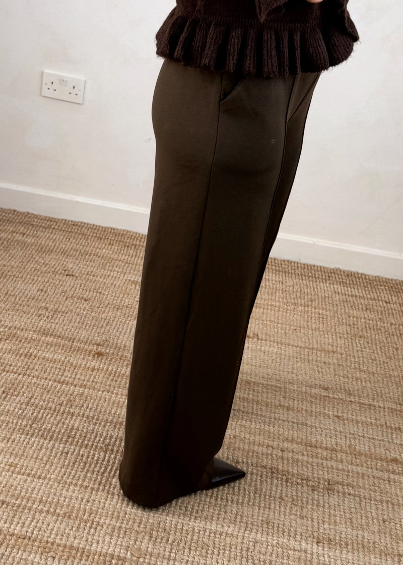 Seam front trouser - chocolate-The Style Attic