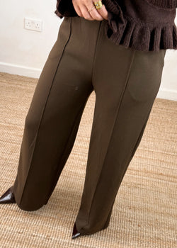 Seam front trouser - chocolate-The Style Attic