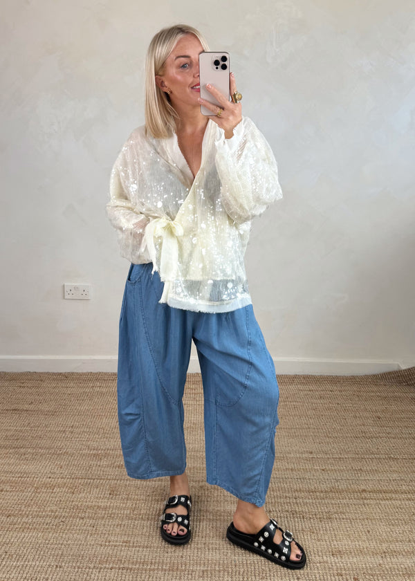 Sequin tie jacket - pearl-The Style Attic