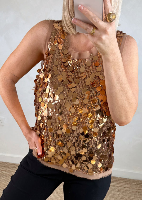 Sequin vest - copper-The Style Attic
