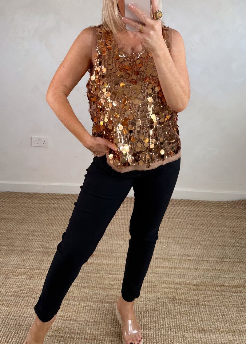 Sequin vest - copper-The Style Attic