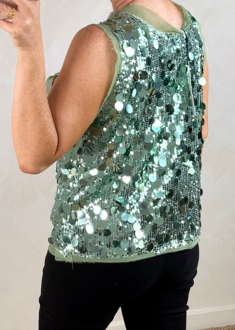 Sequin vest - mint-The Style Attic