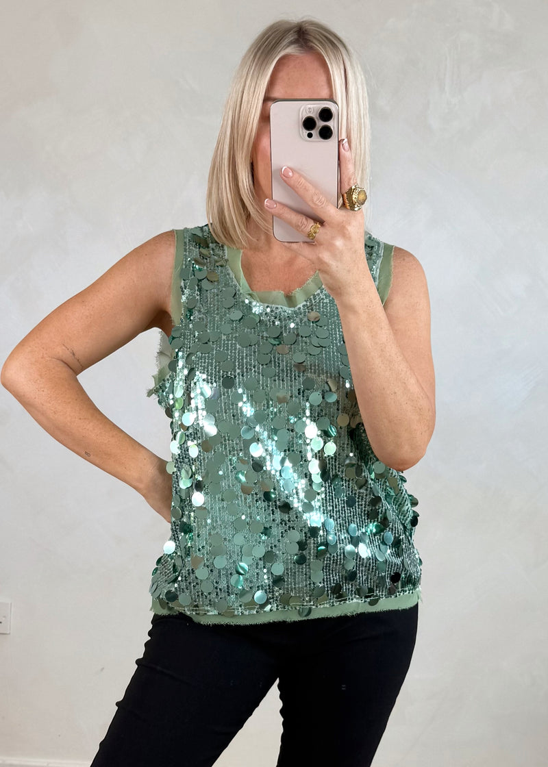 Sequin vest - mint-The Style Attic