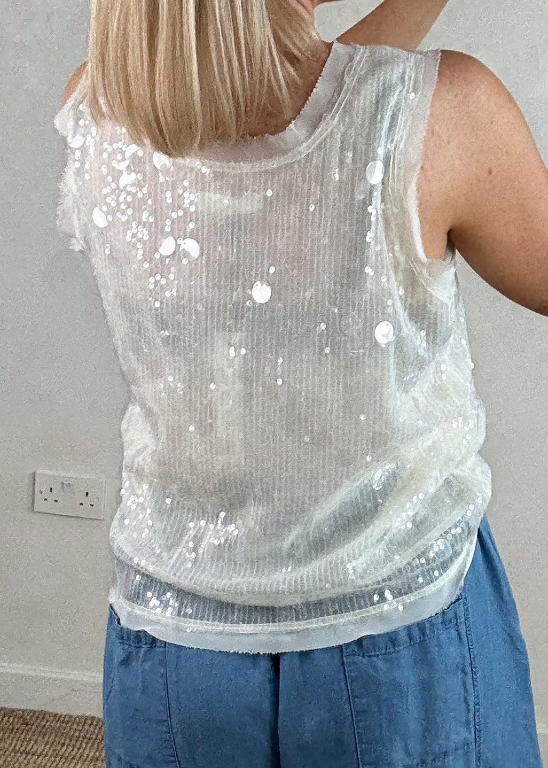 Sequin vest - pearl-The Style Attic