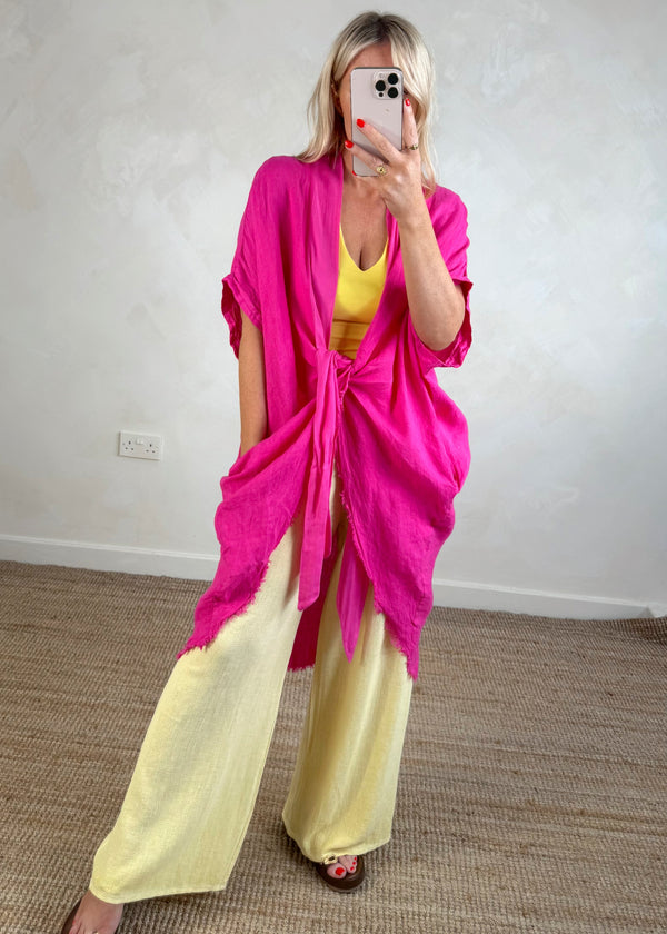 Seren linen blend trouser - lemon-The Style Attic