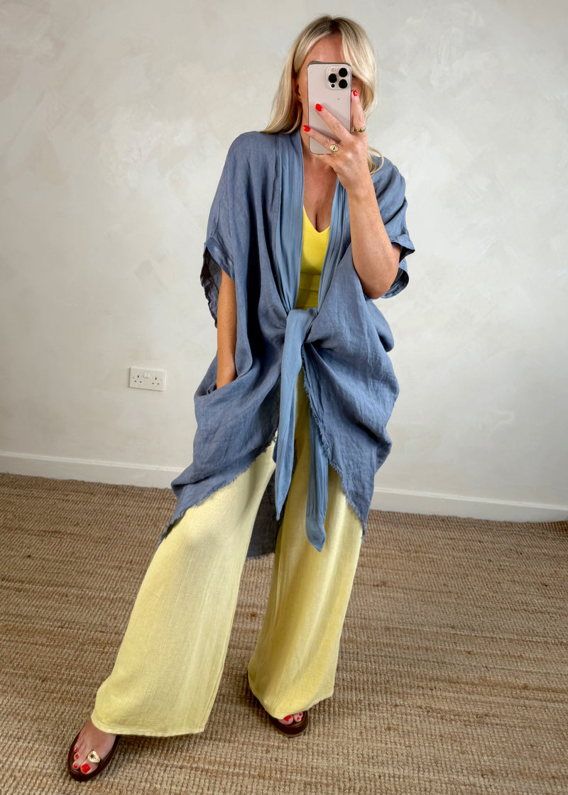 Seren linen blend trouser - lemon-The Style Attic