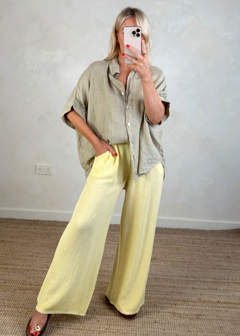 Seren linen blend trouser - lemon-The Style Attic
