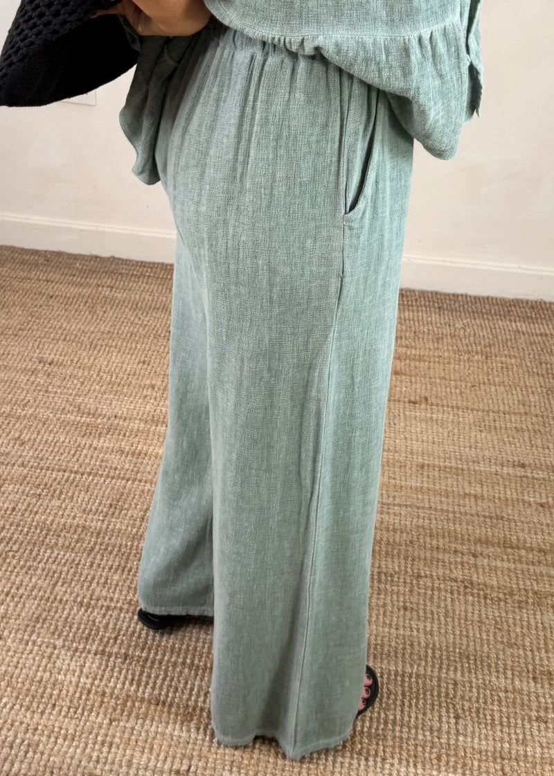 Seren linen blend trouser - sage-The Style Attic