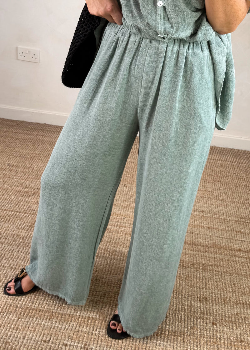 Seren linen blend trouser - sage-The Style Attic