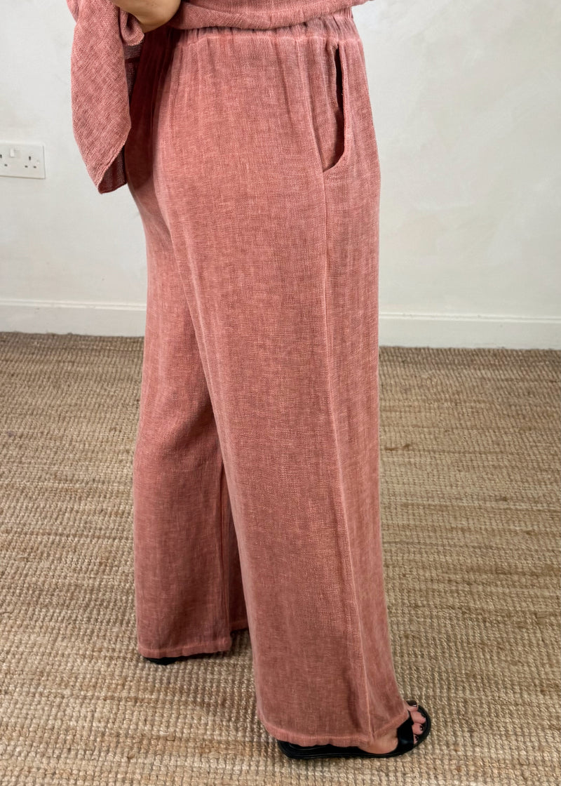 Seren linen blend trouser - terracotta-The Style Attic