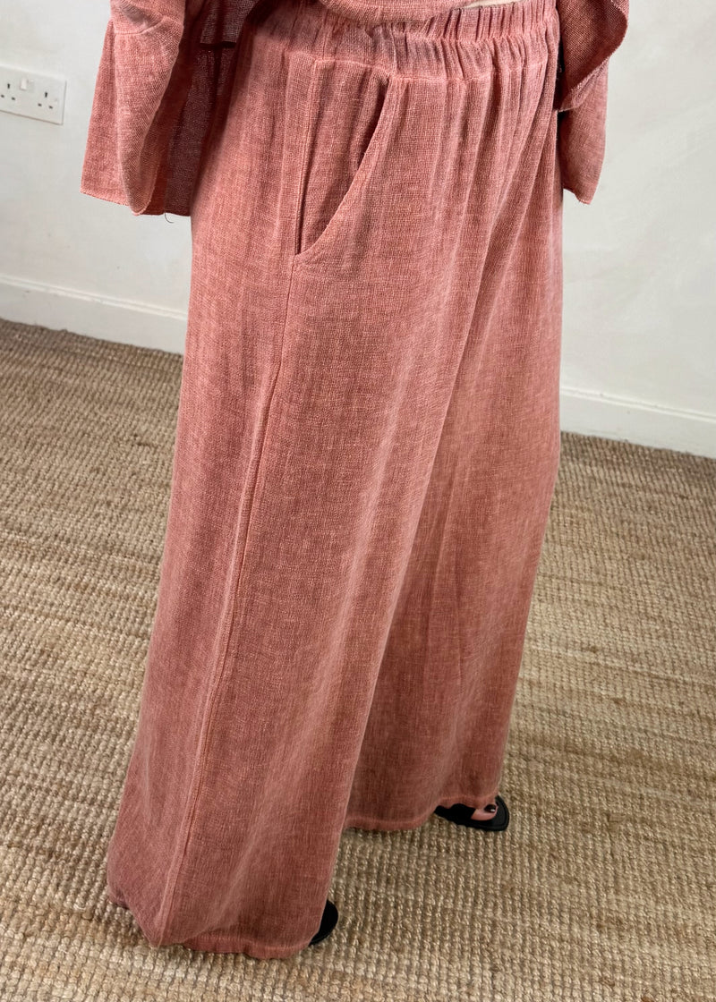 Seren linen blend trouser - terracotta-The Style Attic