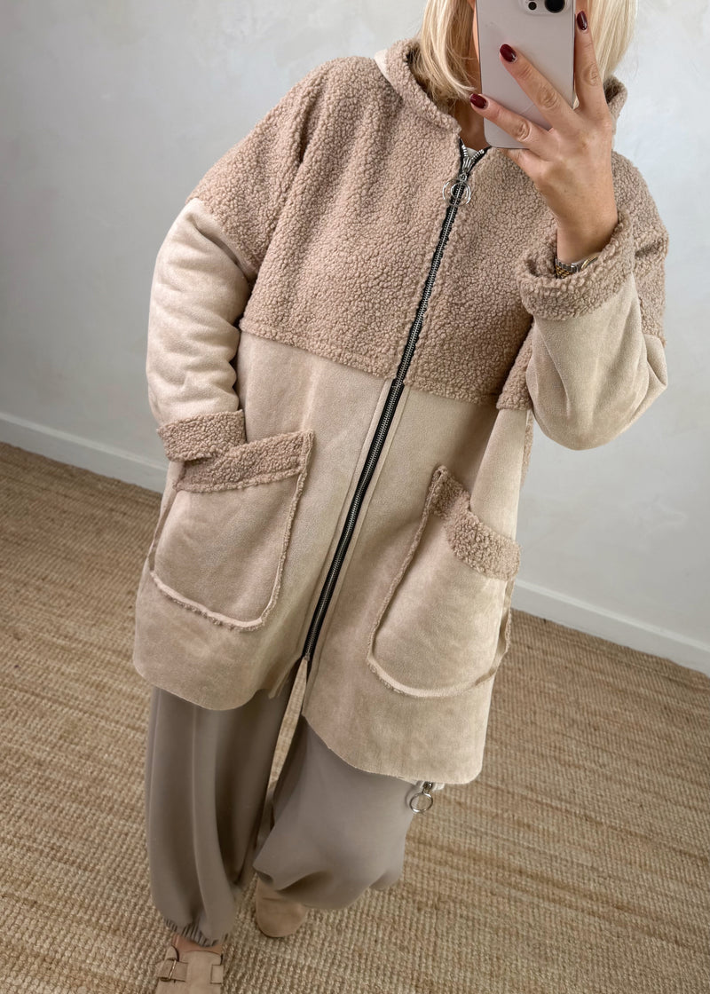 Serena teddy jacket - beige-The Style Attic