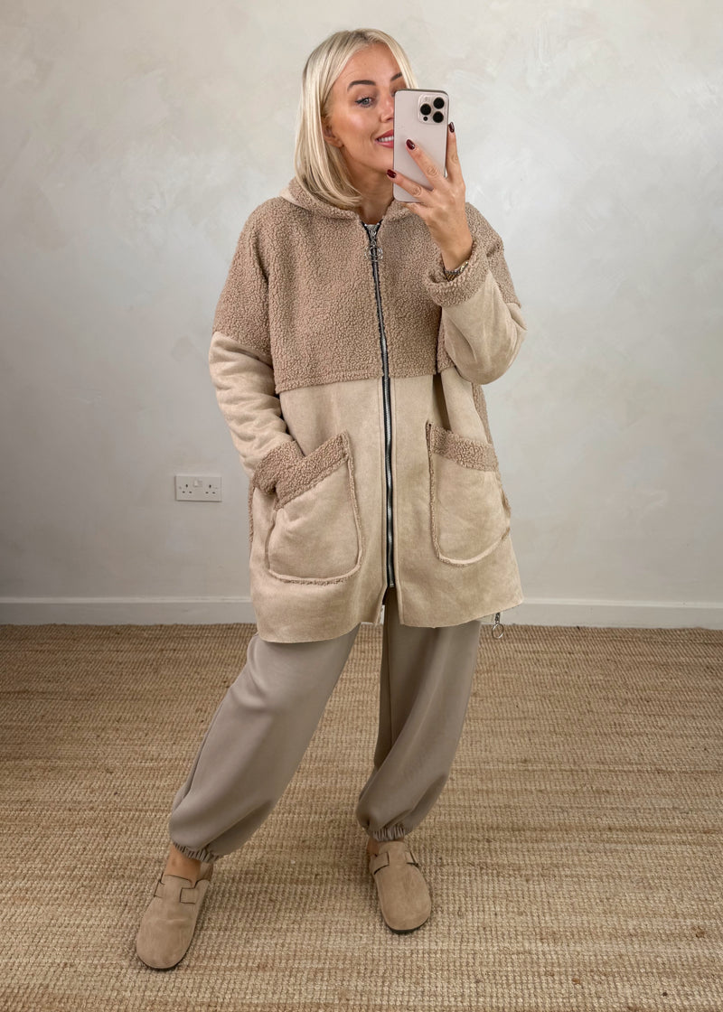 Serena teddy jacket - beige-The Style Attic