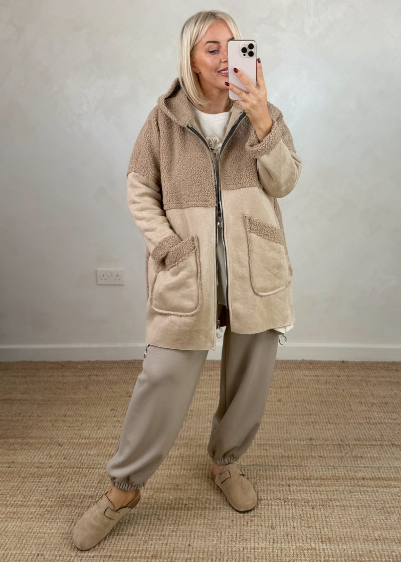 Serena teddy jacket - beige-The Style Attic