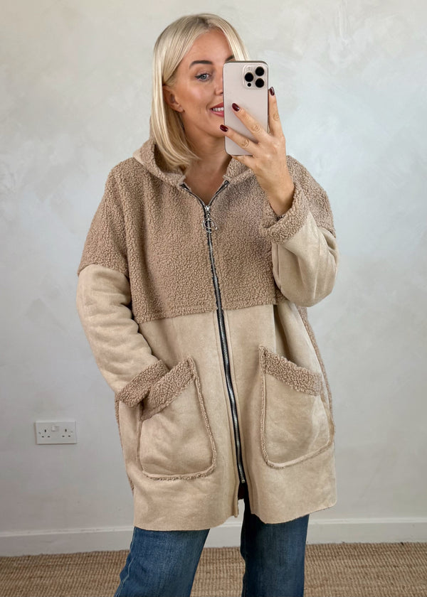 Serena teddy jacket - beige-The Style Attic