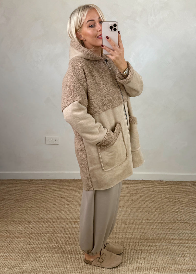 Serena teddy jacket - beige-The Style Attic