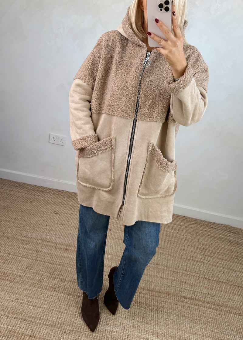 Serena teddy jacket - beige-The Style Attic