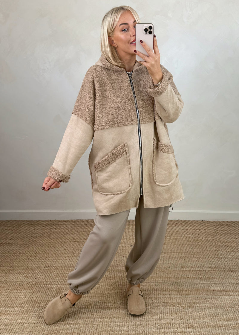 Serena teddy jacket - beige-The Style Attic