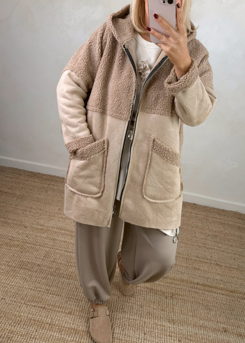 Serena teddy jacket - beige-The Style Attic