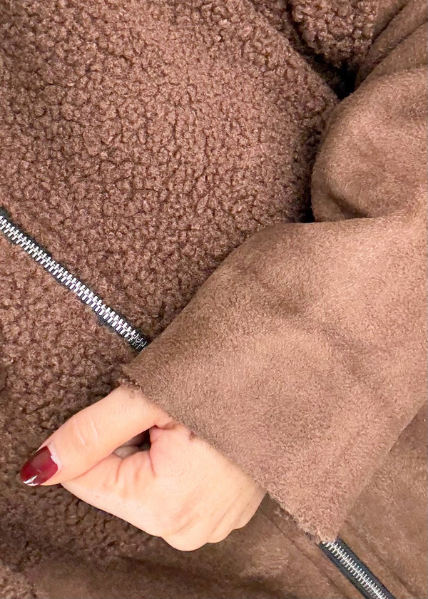 Serena teddy jacket - chocolate-The Style Attic