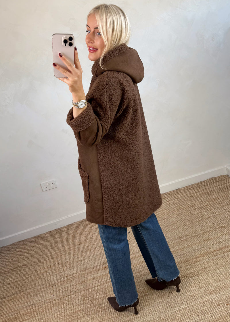 Serena teddy jacket - chocolate-The Style Attic