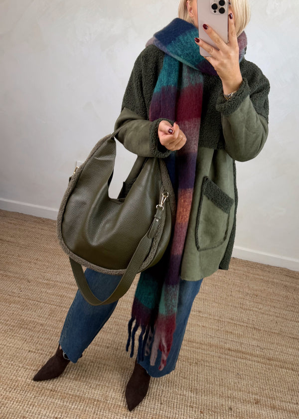 Serena teddy jacket - khaki-The Style Attic