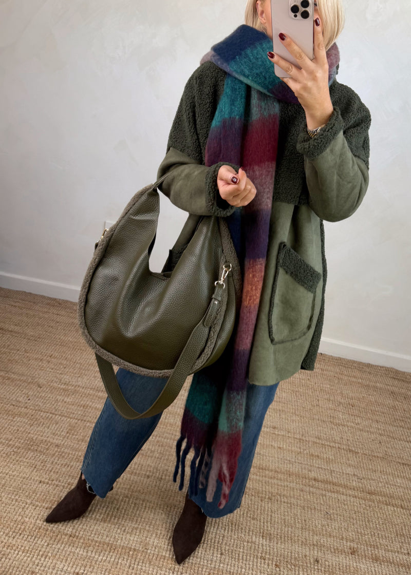 Serena teddy jacket - khaki-The Style Attic