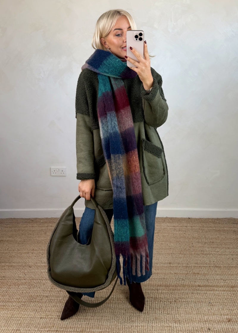 Serena teddy jacket - khaki-The Style Attic
