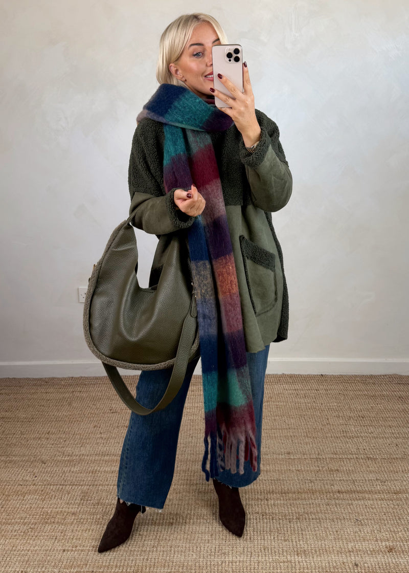 Serena teddy jacket - khaki-The Style Attic