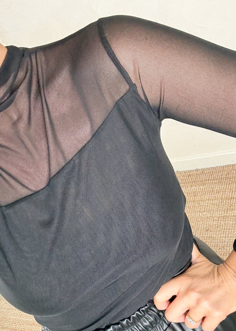 Sheer l/s top - black-The Style Attic
