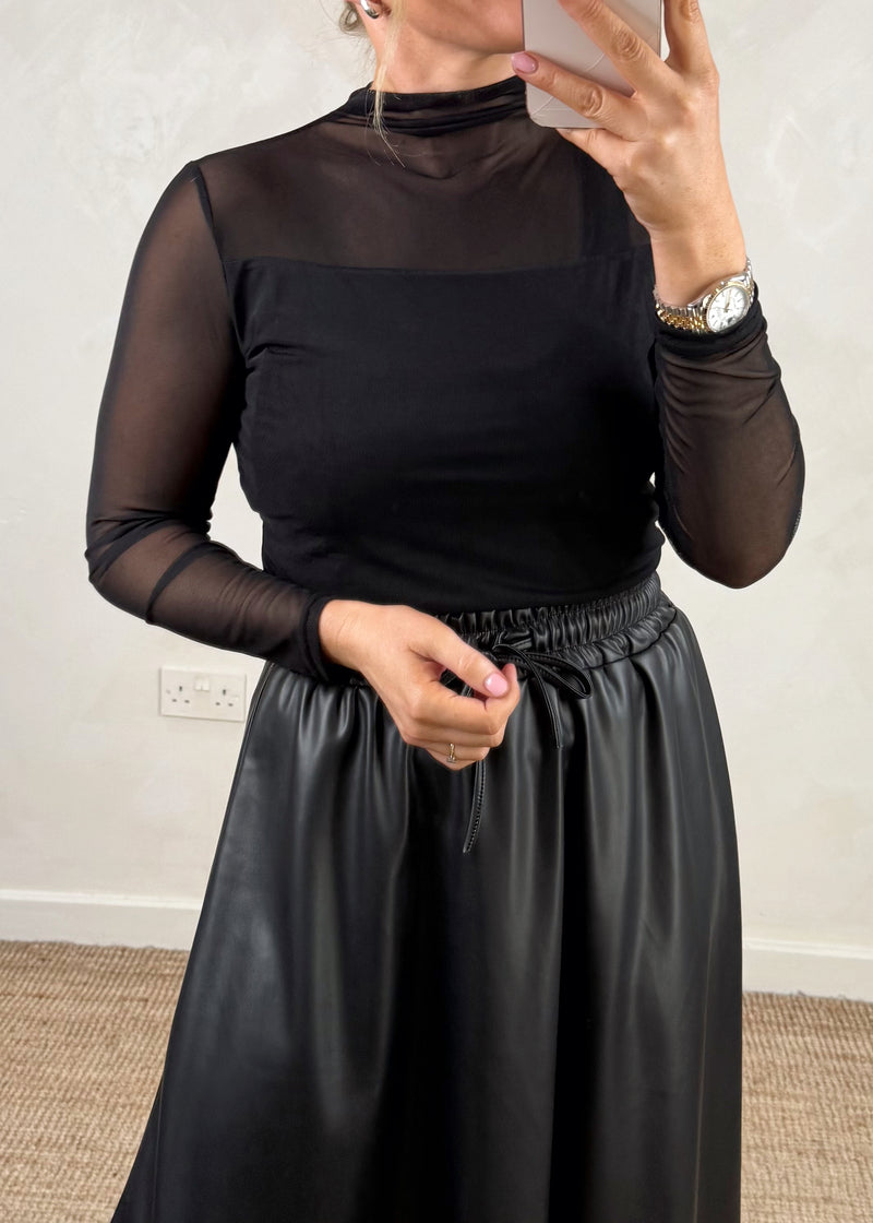 Sheer l/s top - black-The Style Attic