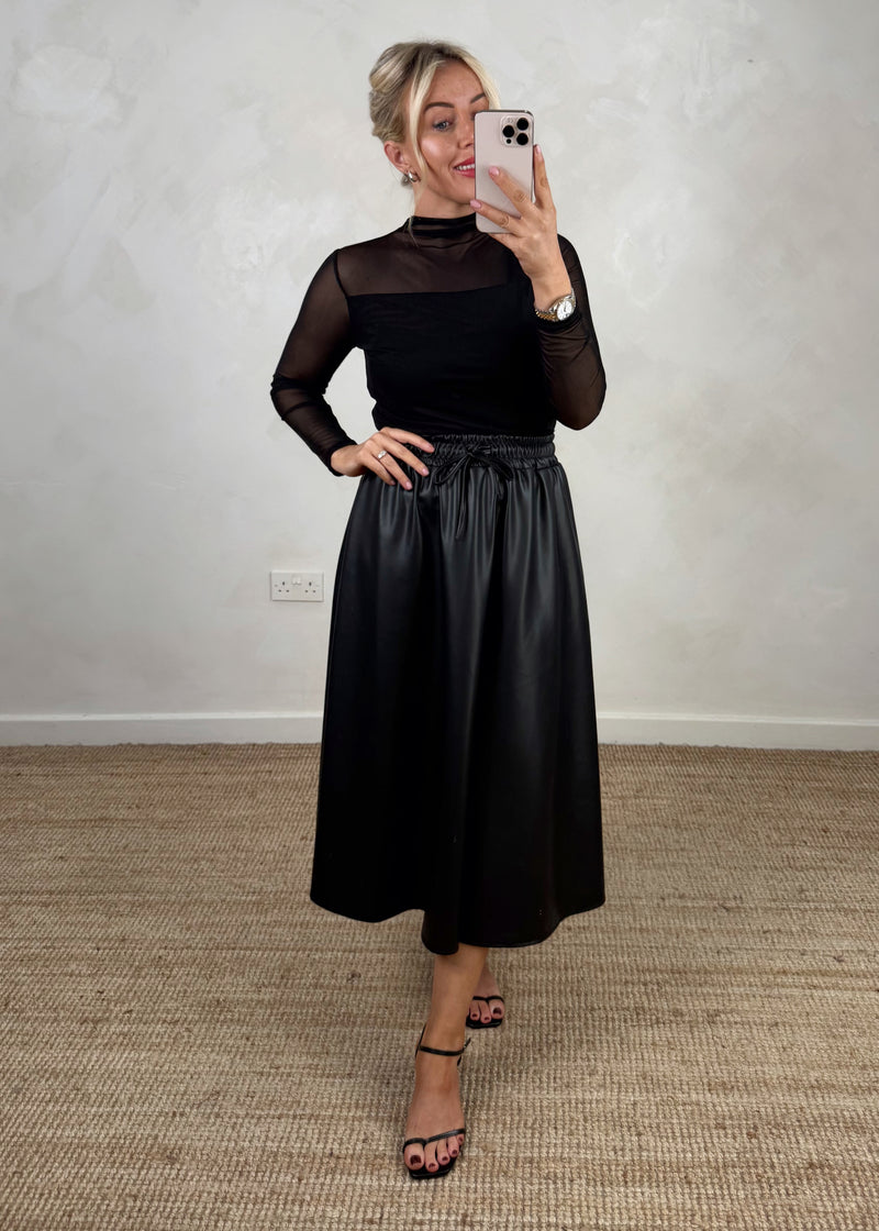 Sheer l/s top - black-The Style Attic