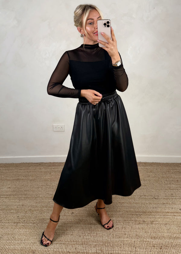 Sheer l/s top - black-The Style Attic