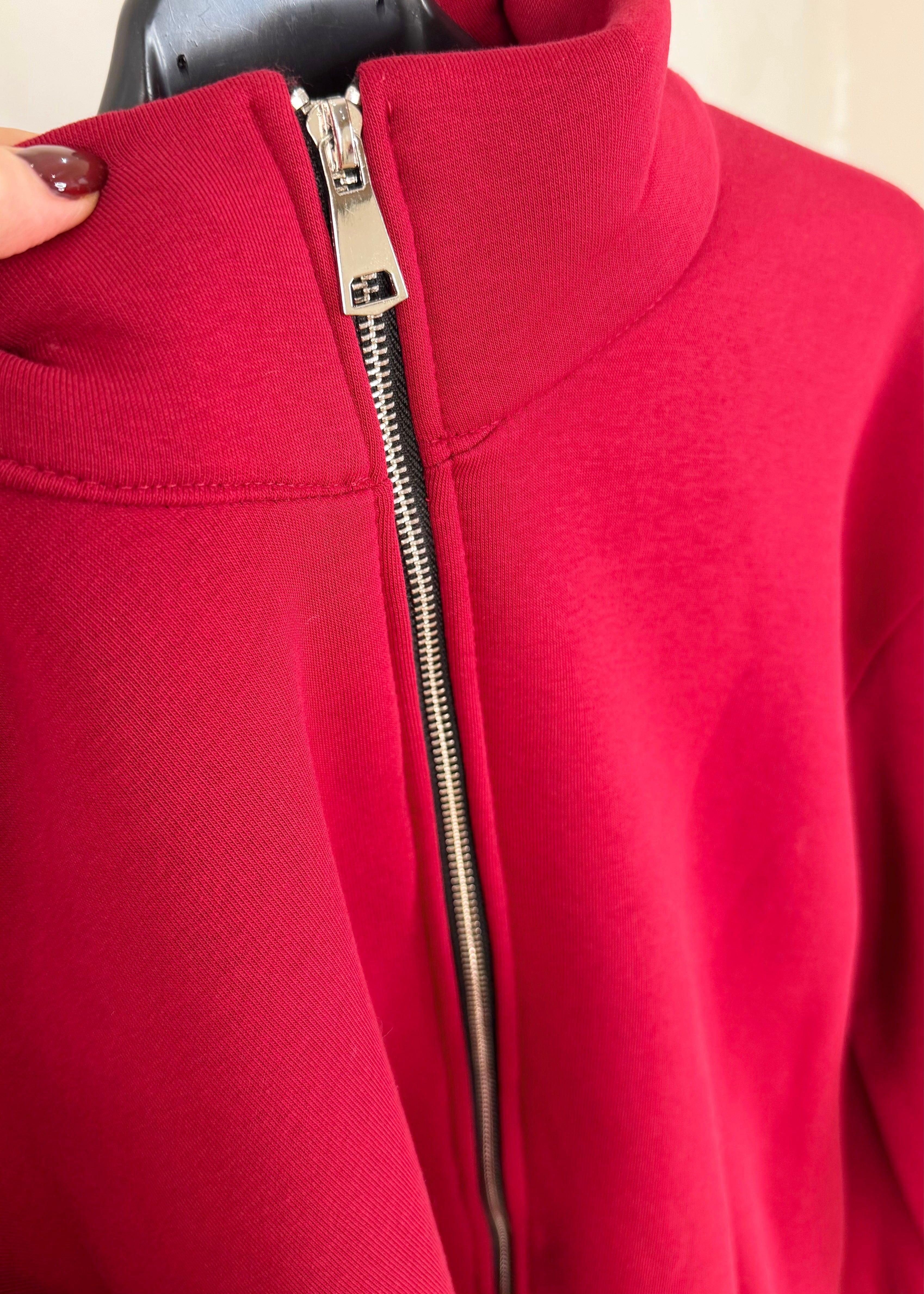 Sheldon zip through sweater - Berry – The Style Attic