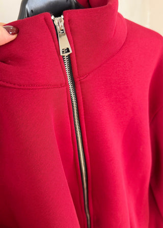 Sheldon zip through sweater - Berry-The Style Attic