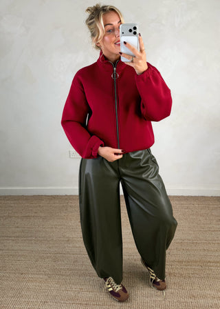Sheldon zip through sweater - Berry-The Style Attic