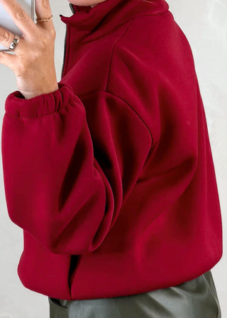 Sheldon zip through sweater - Berry-The Style Attic