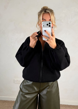 Sheldon zip through sweater - Black-The Style Attic