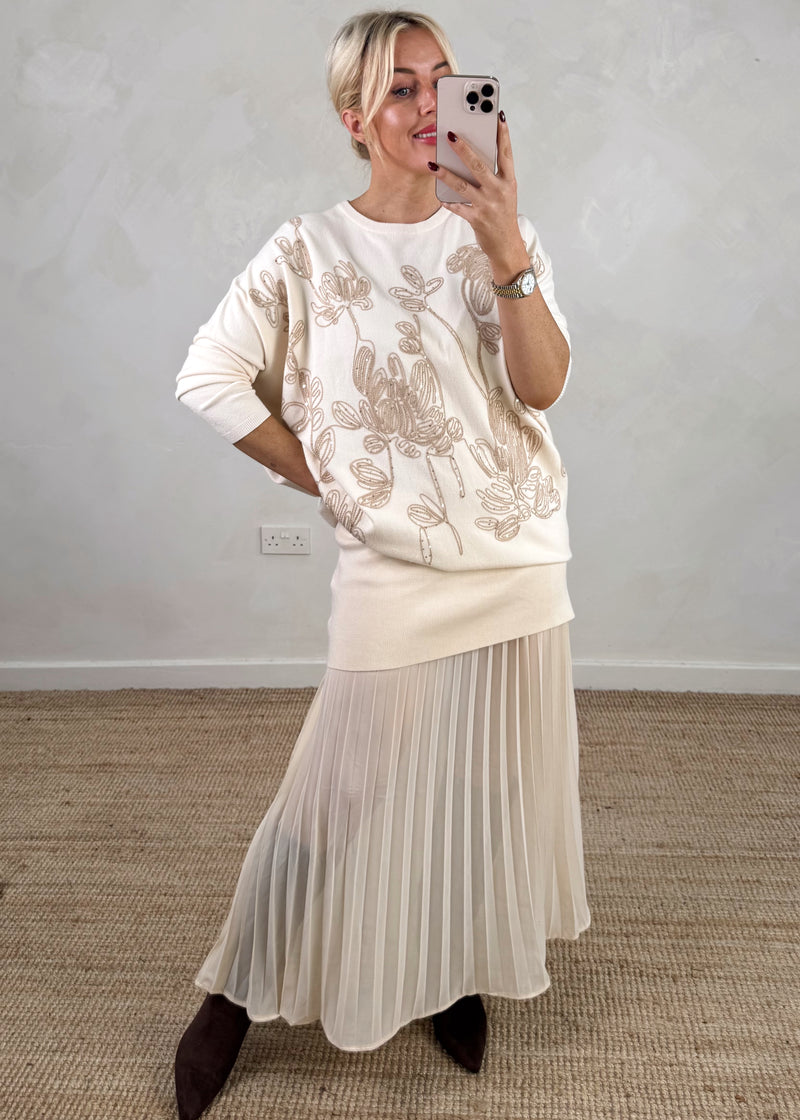 Shelley Embroidered knit - cream-The Style Attic