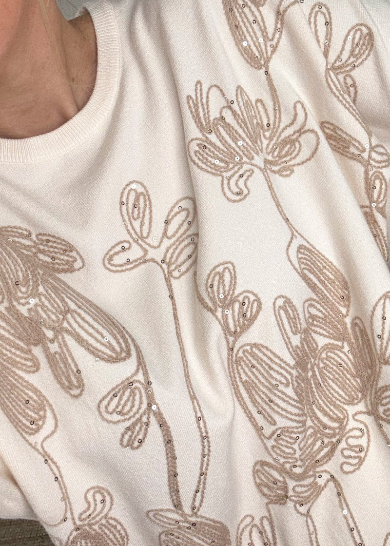 Shelley Embroidered knit - cream-The Style Attic